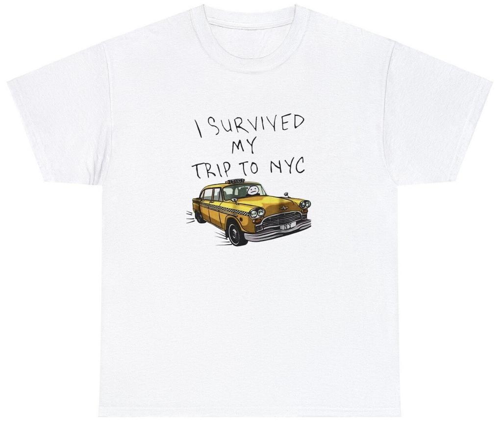 Я выжил в своей поездке в Нью-Йорк Футболка с надписью Funny Yellow Taxi США Крутой Подарок Футболка