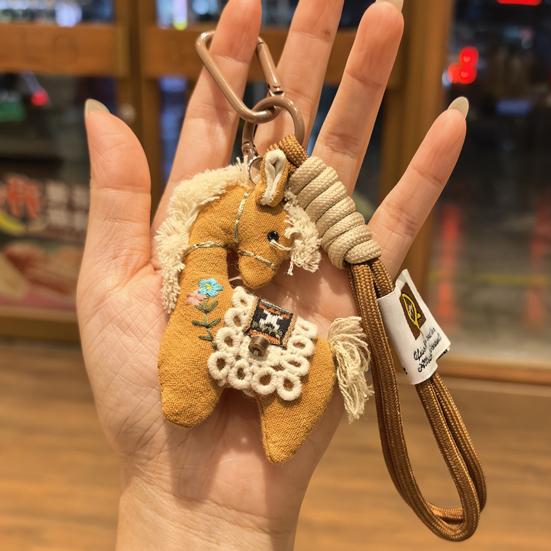 Брелок Подвеска для сумки Хлопок Лен Шарм Лошадь Винтаж Школьный Рюкзак Кольцо для ключей Портативные Аксессуары для сумки