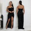 Women's Sequined Evening Dress Sexy Strapless Irregular Dress