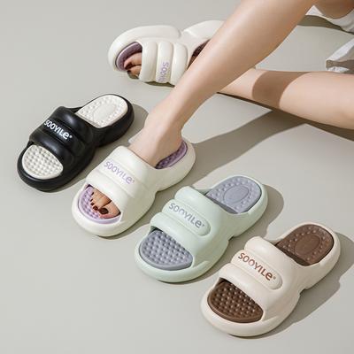 2024 Новые летние женские сандалии на плоской подошве для отдыха на платформе, классические пляжные шлепанцы на толстой подошве из ЭВА, для отдыха в ванной