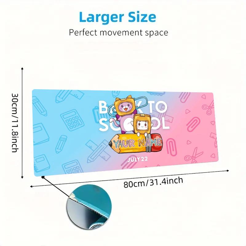 Cute Back School Custom Name Large Size Mouse Pad Gaming Table Cushion Nonslip Laptop Tablet Big XXL Mat Mini PC Playmat With Lock edge