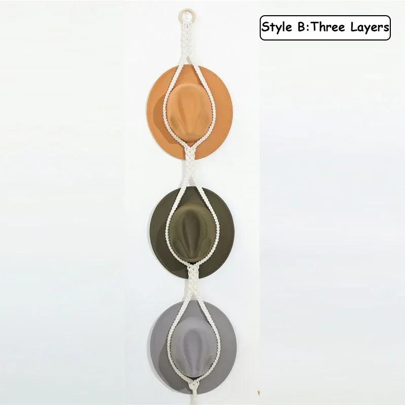 Подвесной держатель для шапок в скандинавском стиле Boho из хлопка, органайзер для демонстрации шляп, шарфов, вешалка для шляп в стиле макраме, настенное хранение