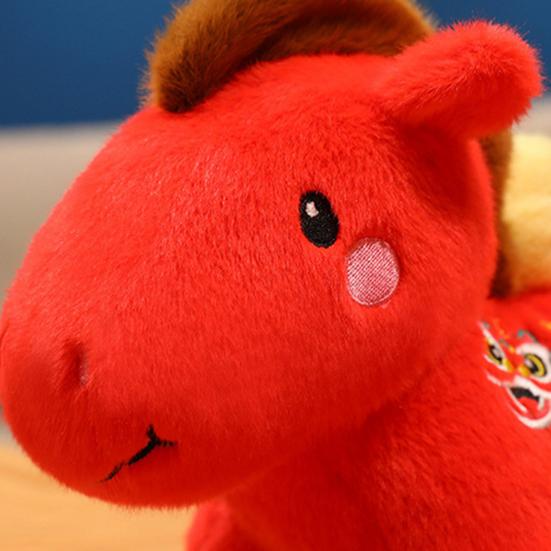 Плюшевая кукла-брелок в виде лошади, год лошади по китайскому зодиаку, плюшевая игрушка, новогодний талисман-украшение на удачу и благословения