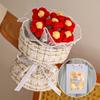Crochet Puffs Rose Bouquet Finished Product Handmade Artificial Flower Decorations Valentine Mother Day Festival Souvenirs Gifts