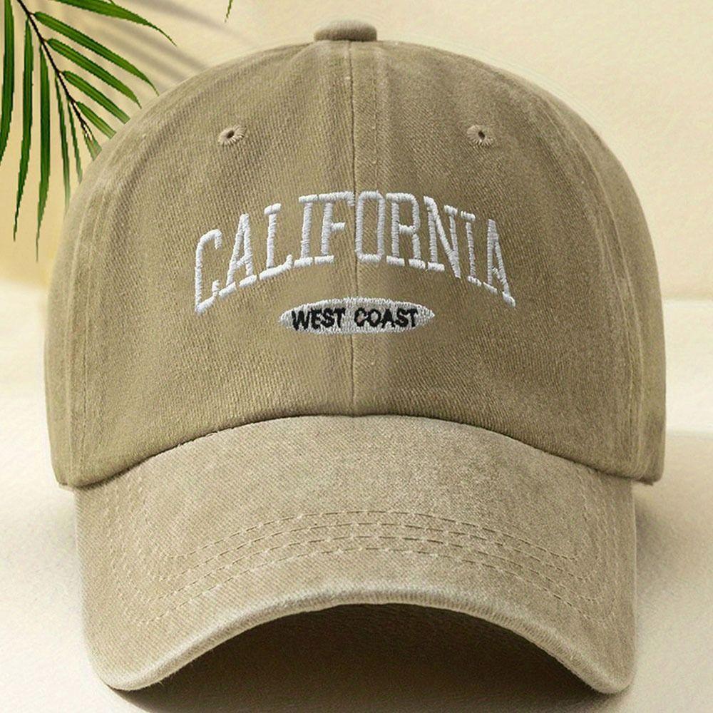 Unisex Embroidered Baseball Cap "California West Coast" Lettering Duckbill Cap for Women & Men