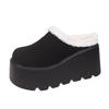 9CM Women Half Sippers Platform 2024 Winter Warm Fur High-heel Retro Women's Loafers Casual Suede Mules For Ladies Student-shoes