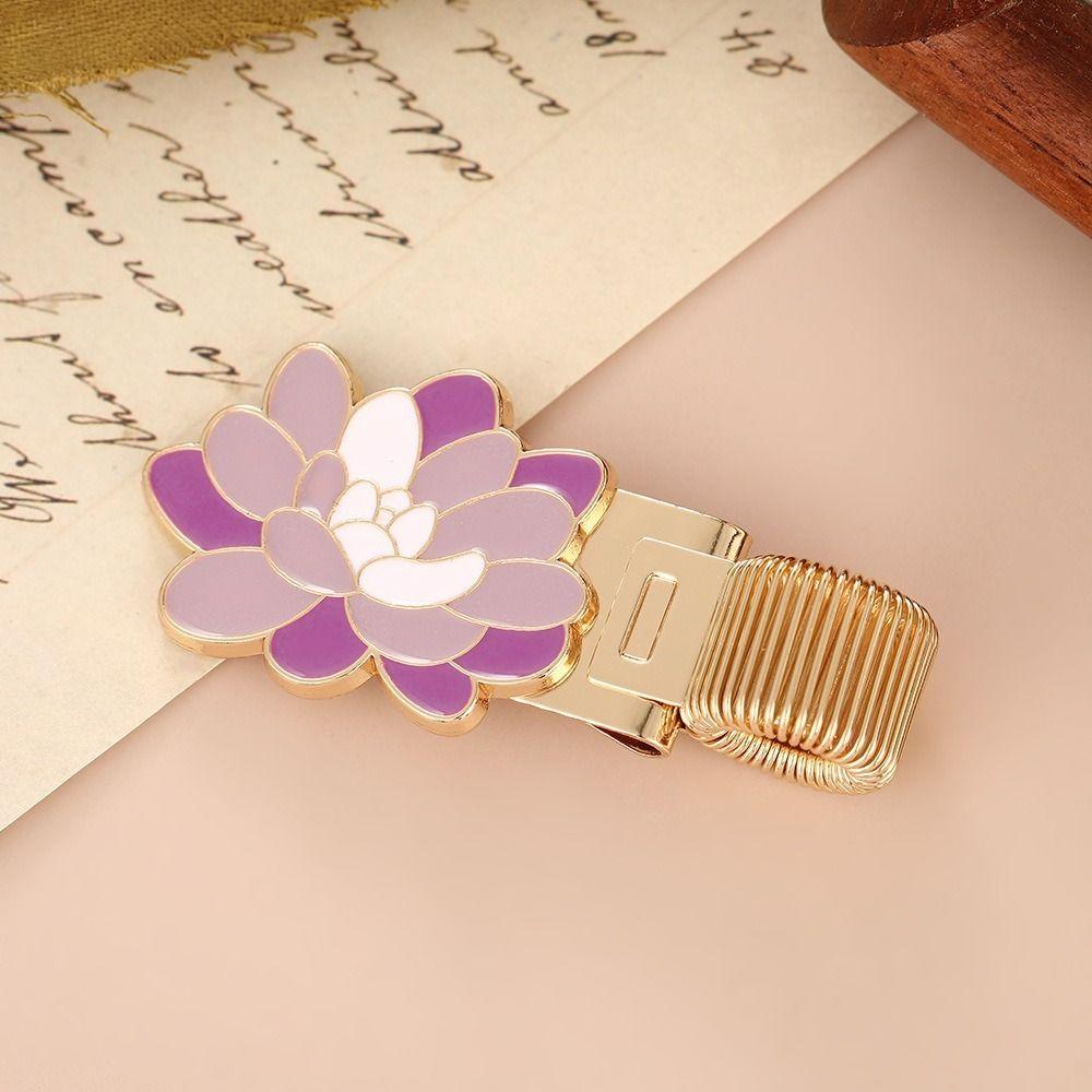 Retro Metal Pen Holder Flower Journal Clip Portable Paper Fix Clips Student