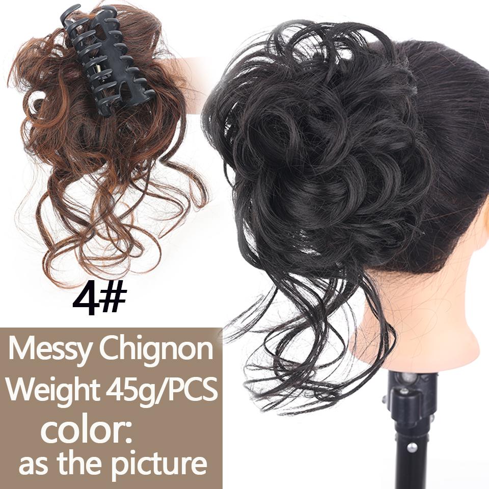 LUPU Synthetic Chignon Messy Curly Claw Hair Bun Scrunchy Fake False Hair Band Tail for Women Hairpieces Blonde Black Brown