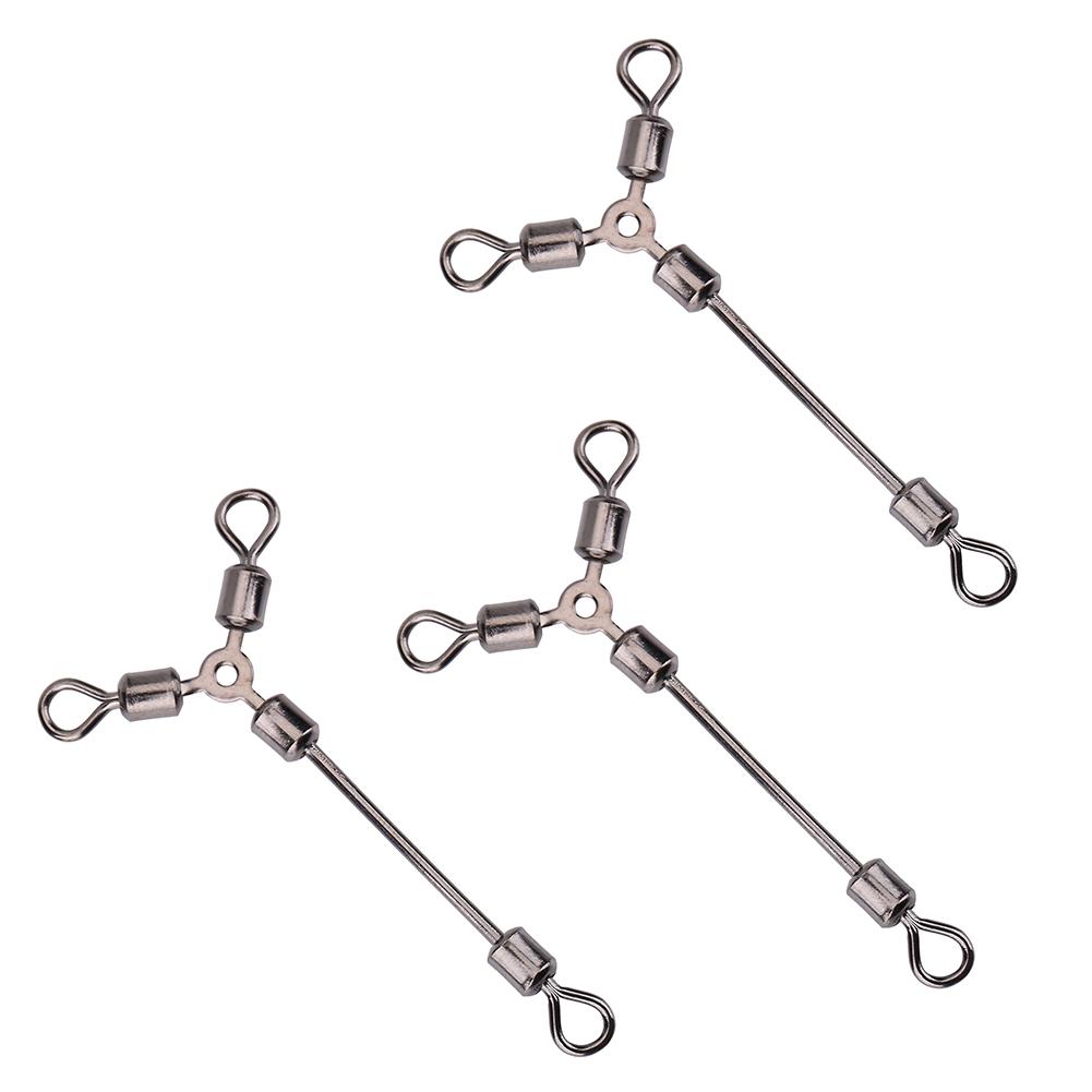 15Pcs Durable Y Shape 3 Way Rolling Swivels Fishing Hook Lure Connectors Tackle Accessory(12#)