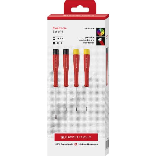 PB SWISS TOOLS 4-Piece SwissGrip Precision Flathead and Phillips Screwdriver Set In Paper Box, 8620.CBB