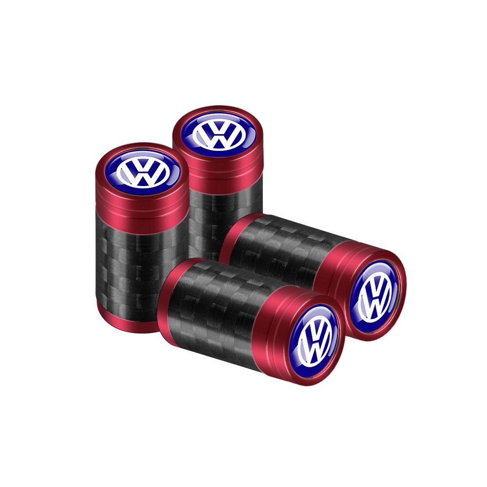 NRYJK1 4PCS Carbon Fiber Car Emblem Wheel Tire Valve Stem Cap Airtight Cover For Volkswagen Vw Tiguan Jetta Mk6 Scirocco GTI Polo 6R R