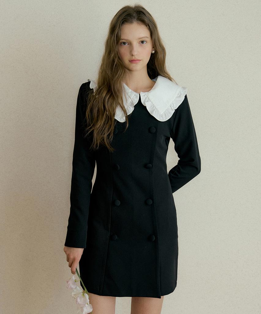 Riorg Gena Double Button Square Neck Mini Ops Black