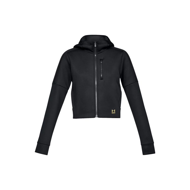 Under Armour Perpetual Short Casual Sports Hoodie Женские толстовки с капюшоном черного цвета 1314255-001