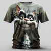 Funny Men's T-Shirt Animal Cat 3D Print Summer Casual Short Sleeve Pullover Loose Oversized Tees Mens Clothing Top