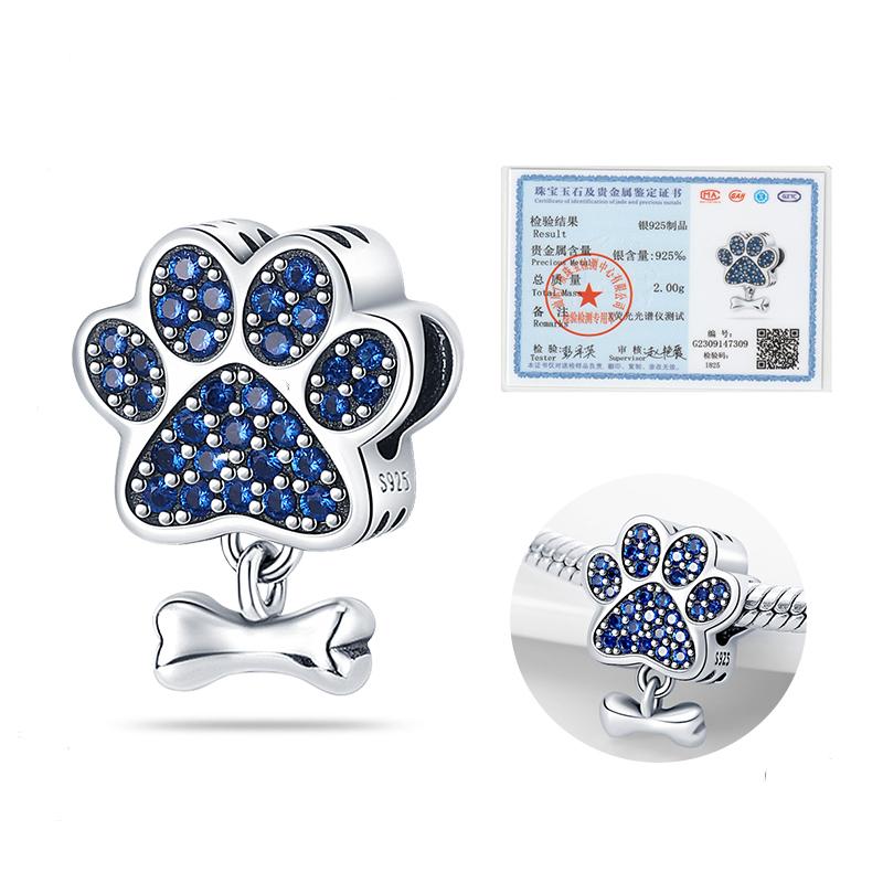 Charms Beads Copper Fits 3Mm Original Bracelet Womens Cute Dog Paw Print Bone Series Charms Beads Diy Jewelry Gifts New In