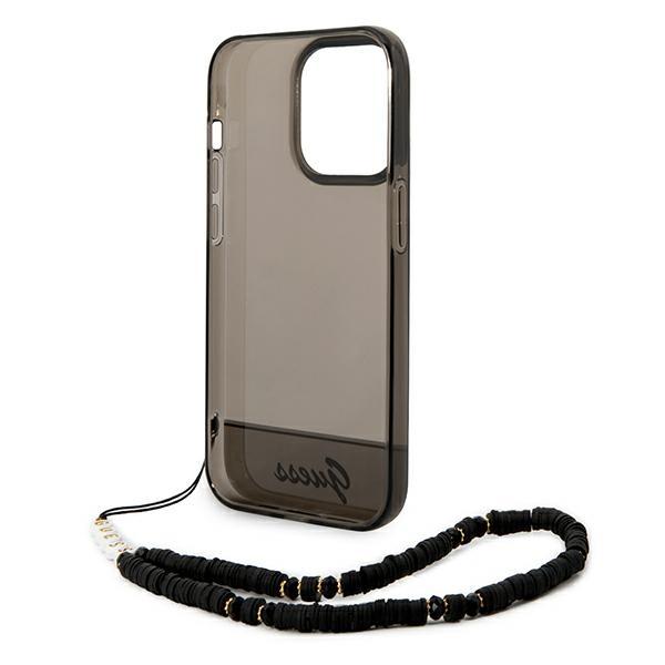 Etui do iPhone 14 Pro Guess Czarny Translucent Pearl Strap