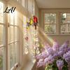 Decorative Faux Crystal Ornament Cardinals Crystals Suncatcher Hanging Sun Catcher for Windows Bird Wind Glass Patio Chimes with Chain Prism