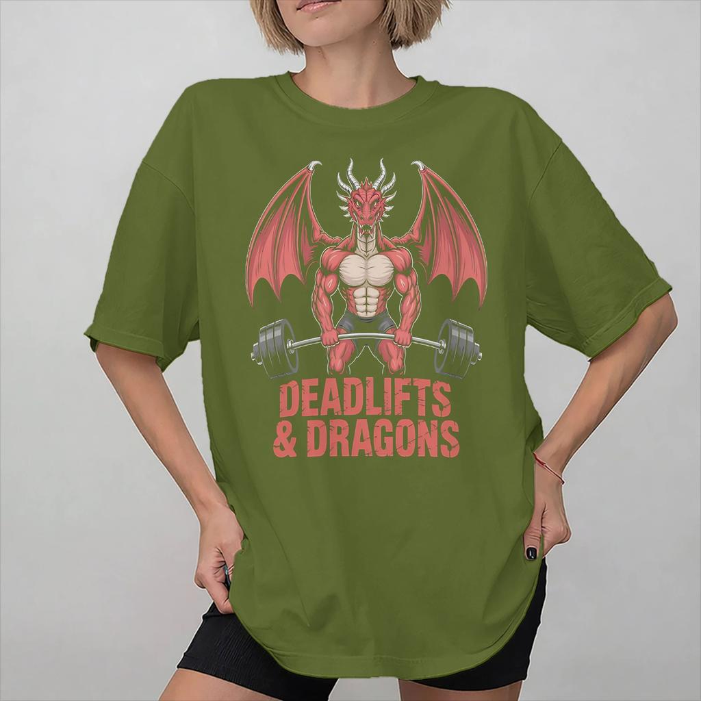 Unisex Women Print Dumbbells and Dragons Tee T Shirt 100 Cotton Tshirts Clothes