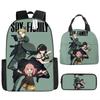 Kids Cartoon Character Print Backpack Set School 17 Inch Oxford Fabric Bag With Lunch Pouch Pencil Case