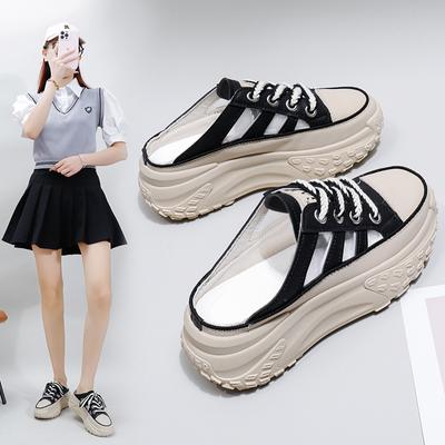 Женские повседневные сабо на платформе. Дышащие прогулочные кроссовки с вырезами. Спортивные пляжные сандалии. Летние нескользящие женские кроссовки с открытой спиной.