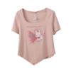 Large size women's clothing little fox printed square collar T-shirt summer new women's sweet and spicy showing thin top 242396