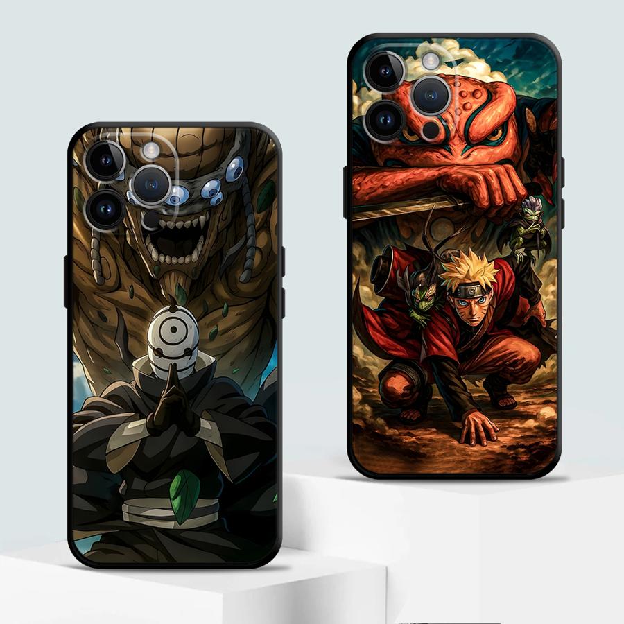 Black Soft Phone Cover Case for iPhone 13 12 11 17 Pro Max 7 8 XS Max 17Air XR 15 16 14 Plus Cartoon Uchiha Obito