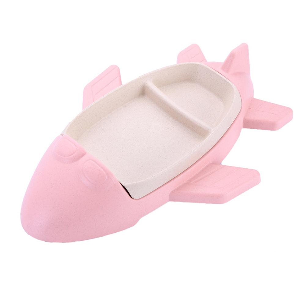 Cute Cartoon Plane Shape Plate Cutlery Feeding Compartment Tableware