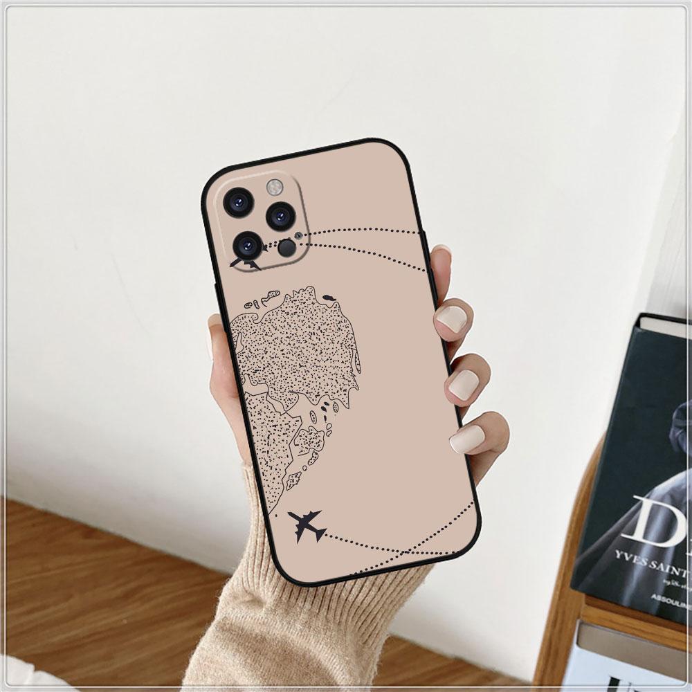 Чехол для телефона с картой мира и самолетами для путешествий для Apple iPhone 15 14 16 13 12 11 Pro Max Mini 8 7 XS XR SE Силиконовый противоударный задний чехол