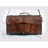 New Large Genuine Brown Goat Leather Handmade Travel Overnight Duffle Retro Bag