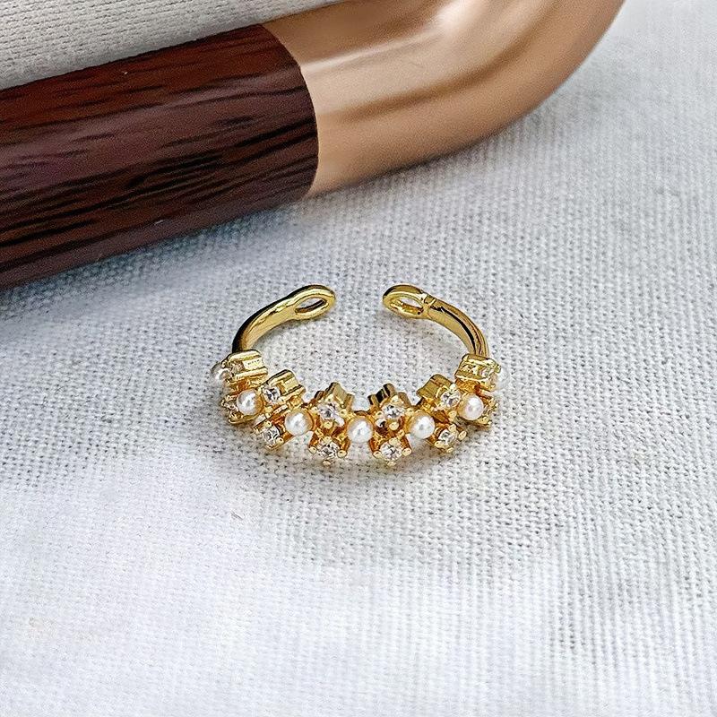 Ретро Нишевый Дизайн Простой Цирконовый Алмазный Раскрывающийся Кольцо Легкая Роскошь Алмазный Характер Высококлассное Кольцо