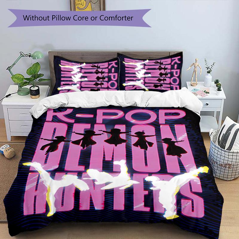 3pcs Kpop Hunter10 pattern bedding set duvet cover set includes duvet cover &pillowcases, perfect all season bedroom decoration & gift