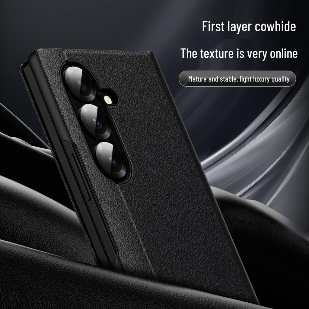 Кожаная книжка Samsung Z Fold 8 со слотом для карт и окошком