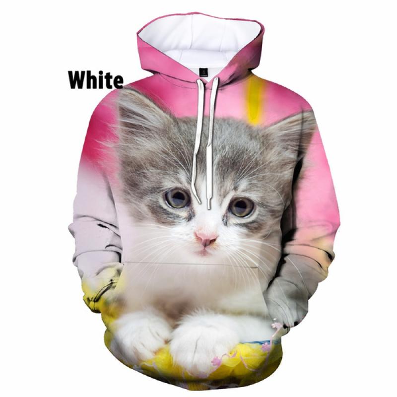 Модные милые толстовки с 3D-принтом животных и кошек, повседневные мужские/женские пуловеры с капюшоном