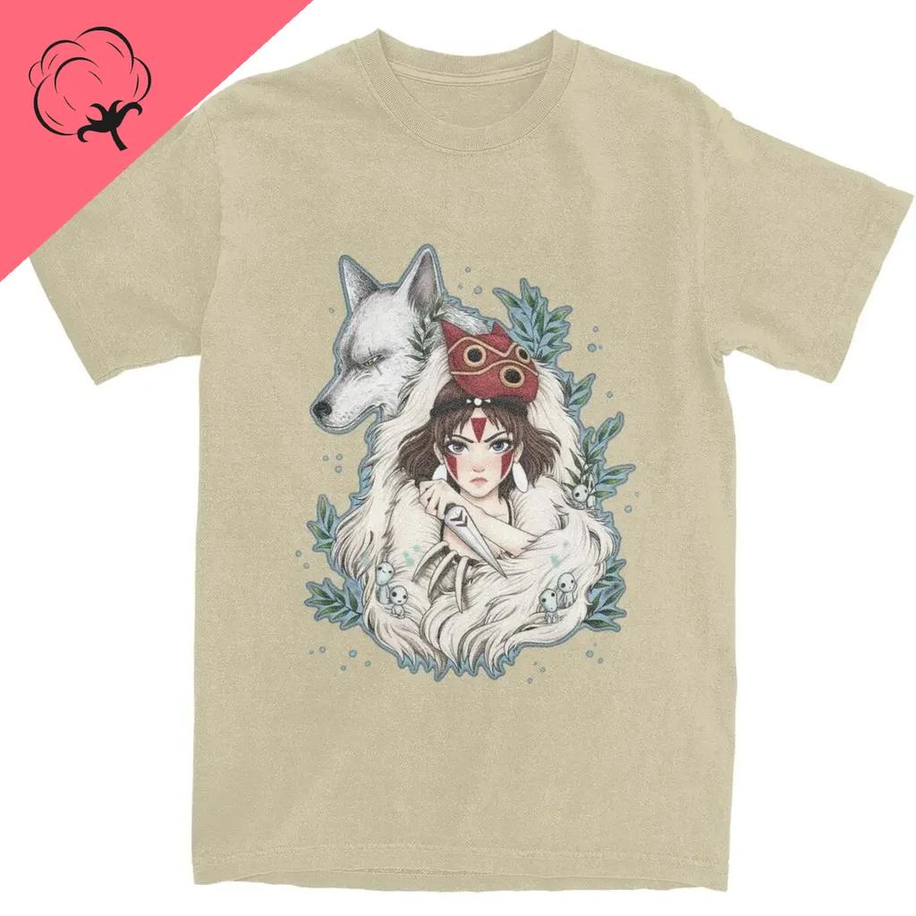 Graphic Novelty Princess Mononokes Hime T-Shirts for Men Women Pure Cotton Kodama Tree Forest Spirit Tees Shirt