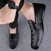 Genuine Leather Male Casual Shoes Fashion Mens Loafers Breathable Slip On Driving Shoes Crocodile Pattern Moccasins Comfy Flats