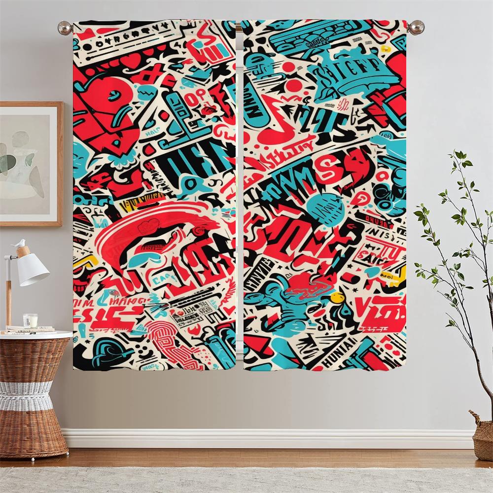 Уличный элемент Граффити Кухонные шторы для дверей Шифоновая штора Подхваты Шторы Детская комната Дом и Декор Перегородка