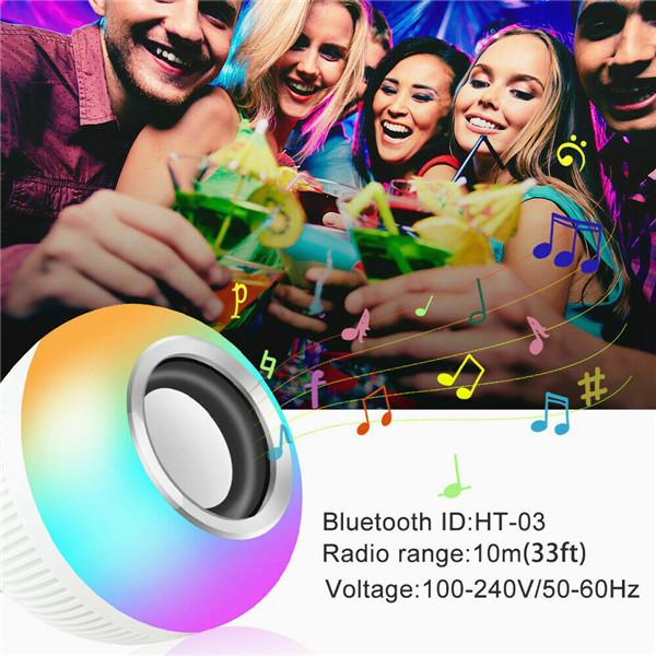 E27 Беспроводная Bluetooth-светодиодная лампа-динамик RGB 12 Вт Музыкальная лампа с дистанционным управлением