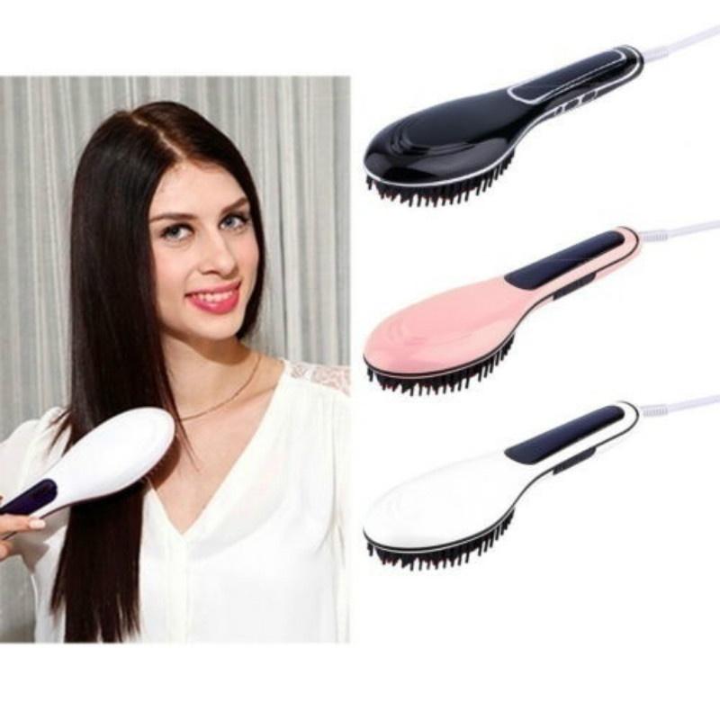 Электрический выпрямитель для волос с ЖК-дисплеем ионной щеткой, автоматический инструмент для укладки волос