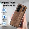 Кожаный чехол для телефона Samsung Galaxy Z Fold 7 6 5 4 3 Fold6 Fold5 Эластичный выдвижной ремешок на запястье Чехол с держателем для ручки Lwd