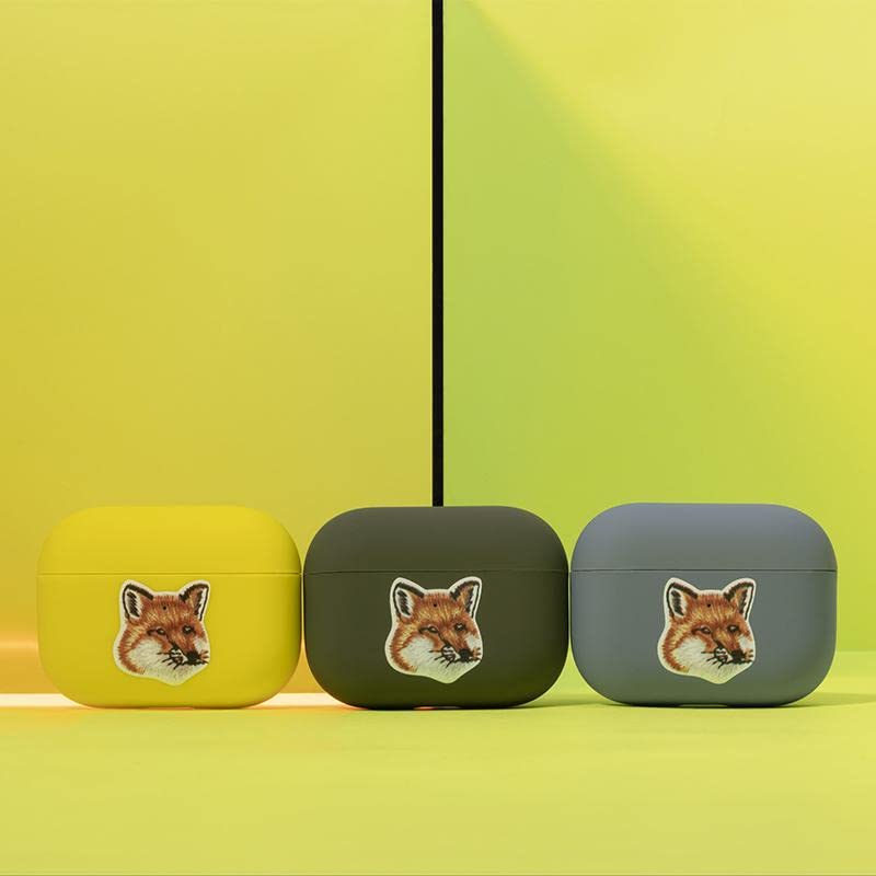 MAISON KITSUNE Чехол из силикона для AirPods Pro с изображением лисы, Зеленый [Параллельный импорт]