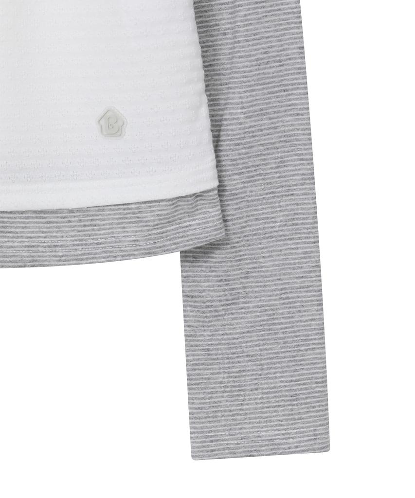 BAUF Shirred Layered Long Sleeve [White]