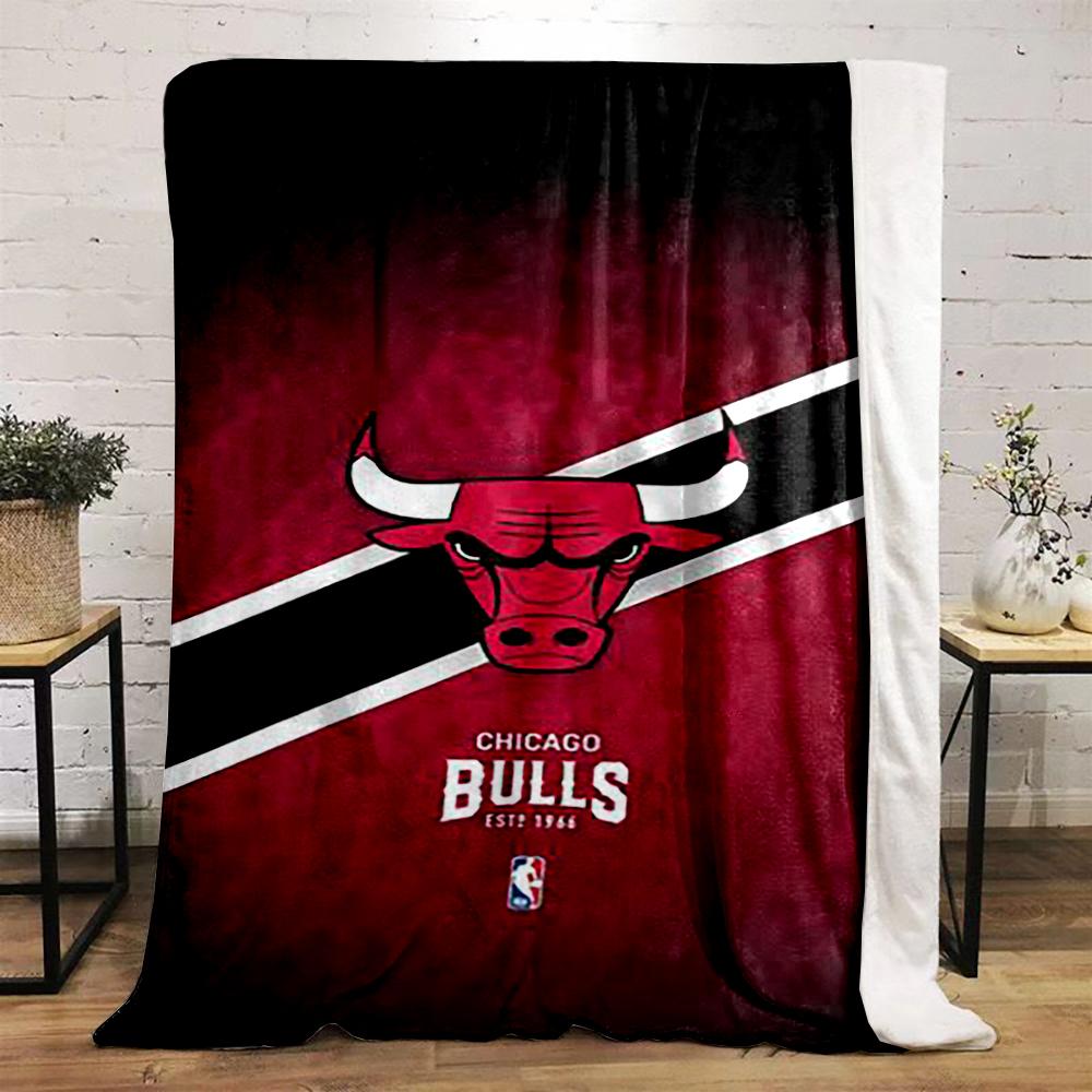 Chicago Bulls Logo Blanket, Red and Black Style Flannel blanket for bedroom, living room, sofa, and nap sofas
