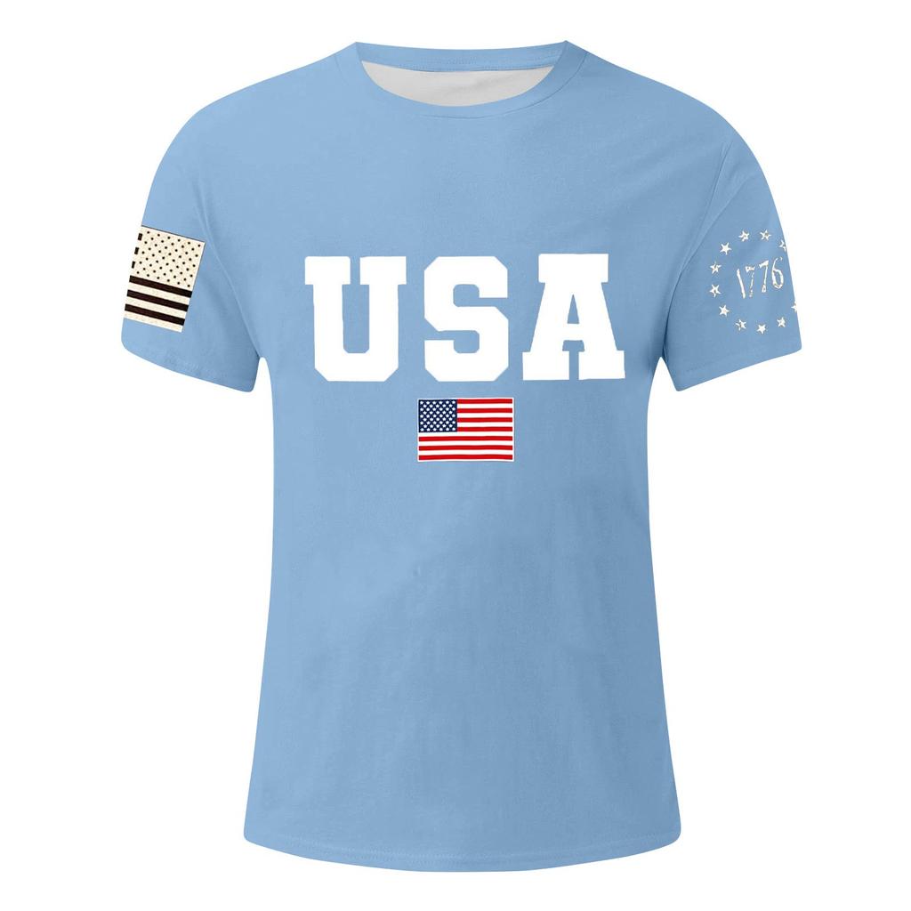 Мужская футболка с принтом ко Дню независимости, мужской свободный повседневный топ с короткими рукавами