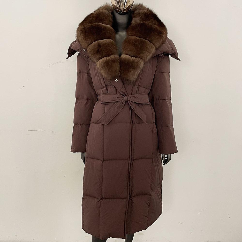 OFTBUY 2024 зимнее женское пальто с воротником из натурального меха лисы, толстая теплая длинная куртка с отложным воротником, съемная верхняя одежда, уличная одежда