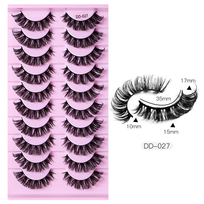 10 Pairs False Eyelashes Russian Strip Lashes Extension Faux Cils Naturel Eyelash Extension D Curl Strip Lashes Makeup Beauty Magnetic Eyelashes