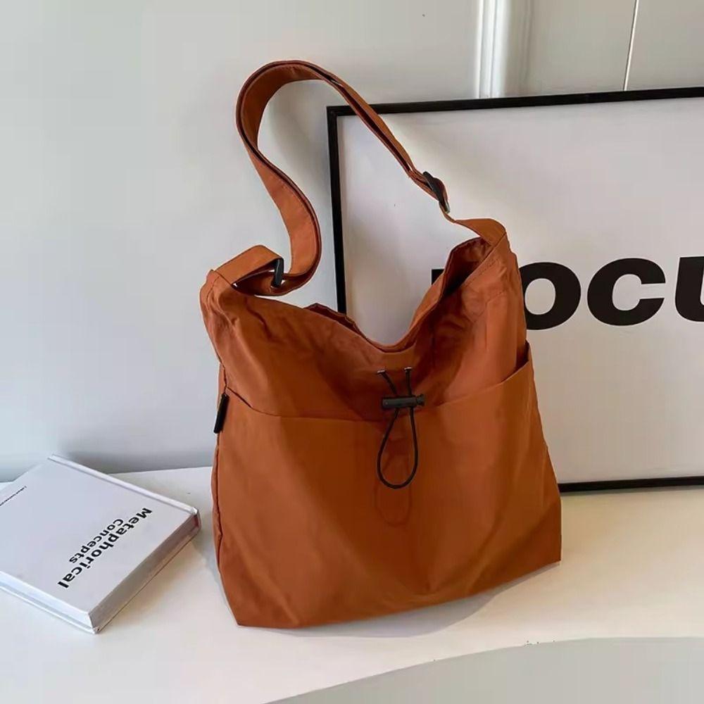Large Capacity Drawstring Bucket Bag Korean Style Tote Bag Cute Nylon Shoulder Bag Girls