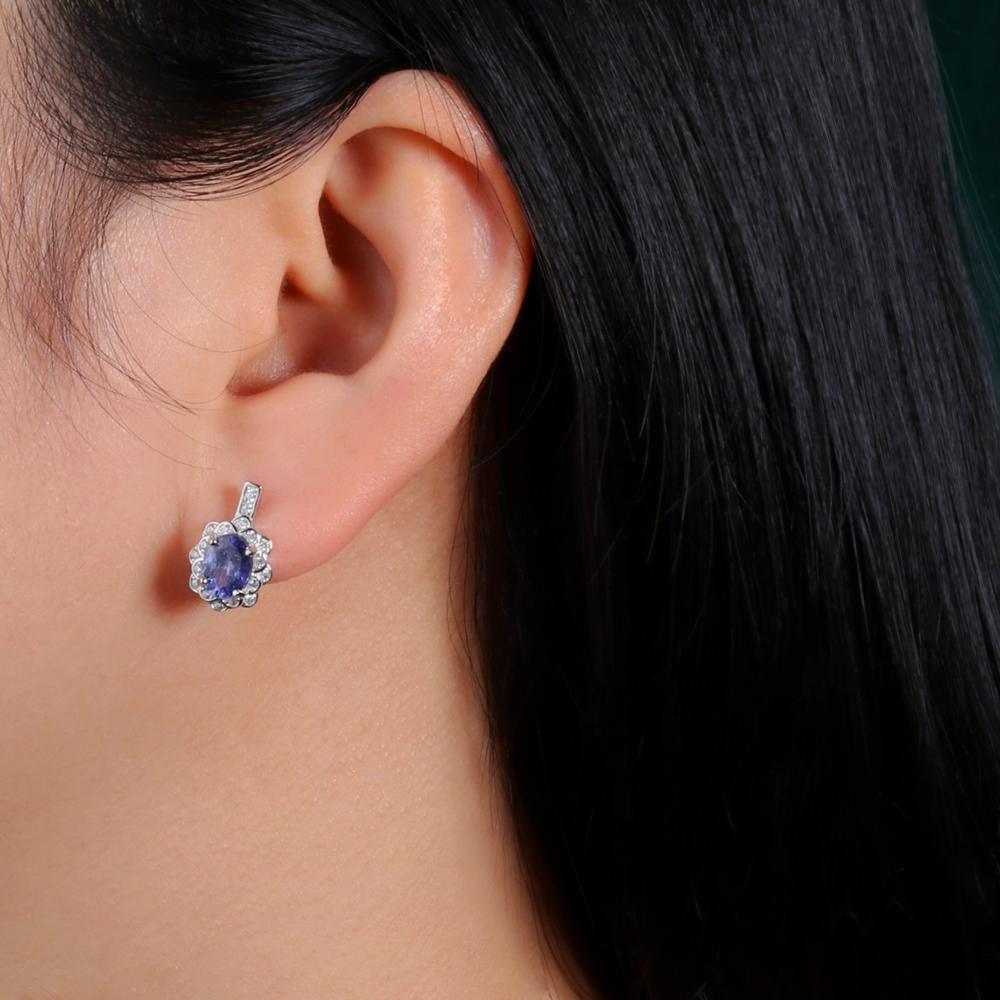 Natural Tanzanite 925 Silver Earrings Precious Real Gems Fine Jewelry Women Girls Birthday & Party Gifts