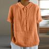 Женская повседневная короткая рубашка с кукольным воротником и пуговицами, однобортная однобортная однотонная рубашка свободного покроя