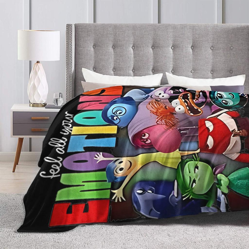 Inside Out 2 Cartoon Blanket Travel Office Flannel Throw Blanket For Outdoor Super Warm Custom Quality Bedspread