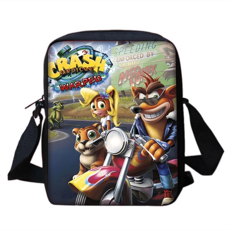 Детские рюкзаки Мультяшные Crash Bandicoot Сумка через плечо Пенал Ученик Большая вместимость Школьные сумки для мальчиков и девочек Лучший подарок